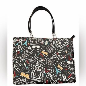Karl Lagerfeld Paris Adele Black Multicolor Tote Bag